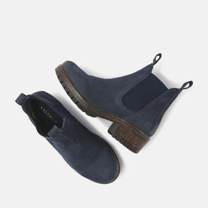 Lia Damen Leder Chelsea-Boots Jeans