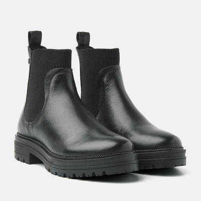 Beau Damen Leder Chelsea-Boots Black