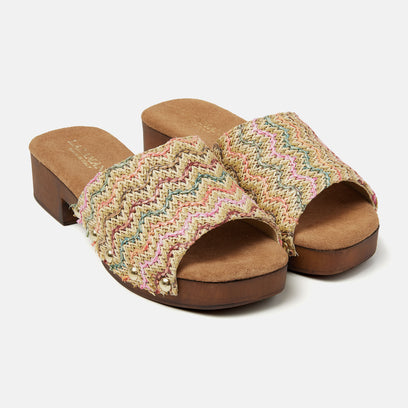 Bella Damen Clogs Raffia Multi