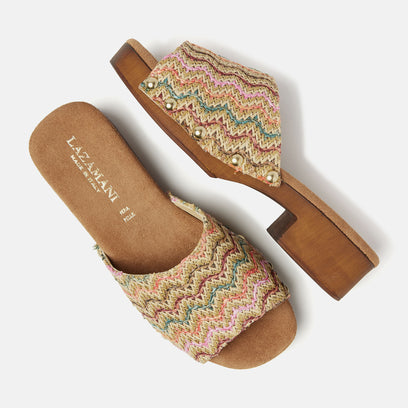 Bella Damen Clogs Raffia Multi