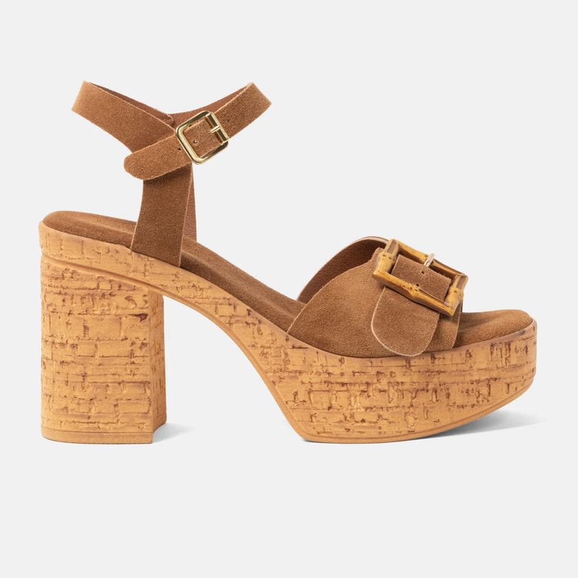 Abril Damen Wildleder-Sandalen Cognac