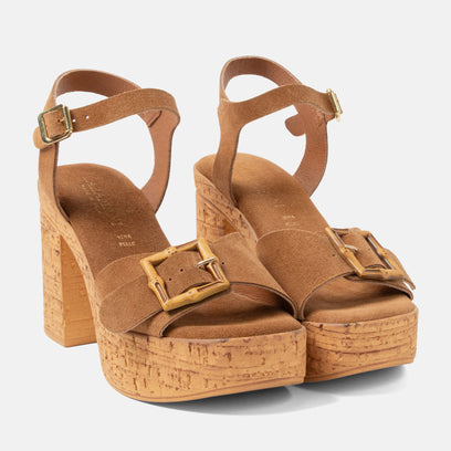 Abril Damen Wildleder-Sandalen Cognac