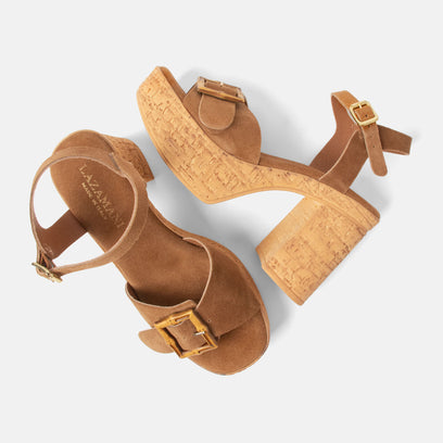 Abril Damen Wildleder-Sandalen Cognac