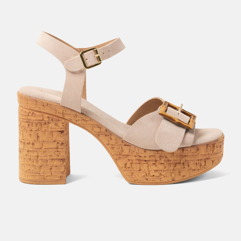 Abril Damen Wildleder-Sandalen Nude