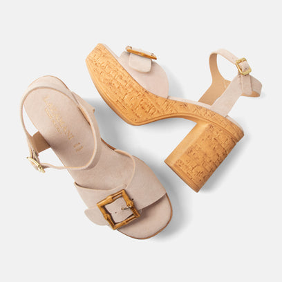 Abril Damen Wildleder-Sandalen Nude
