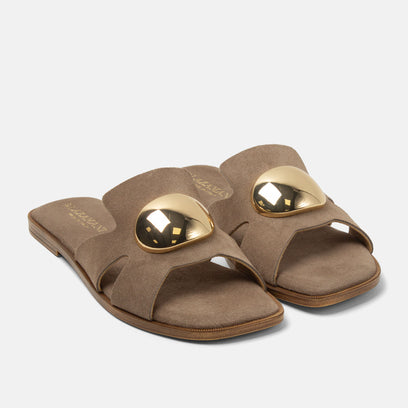 Zola Damen Wildleder-Pantoletten Taupe