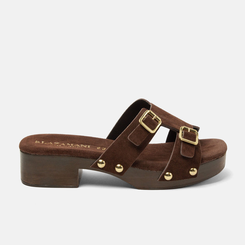 Aria Damen Wildleder-Clogs Brown