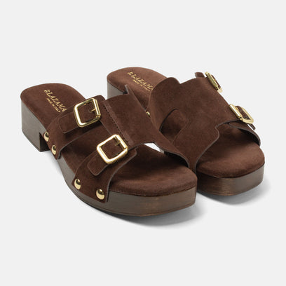 Aria Damen Wildleder-Clogs Brown