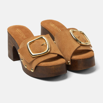 Celia Damen Wildleder-Clogs Cuoio