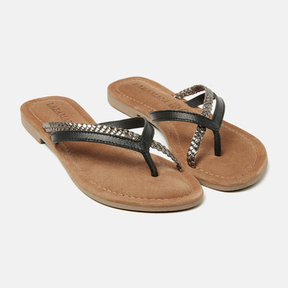 Bibi Damen Leder-Pantoletten Black