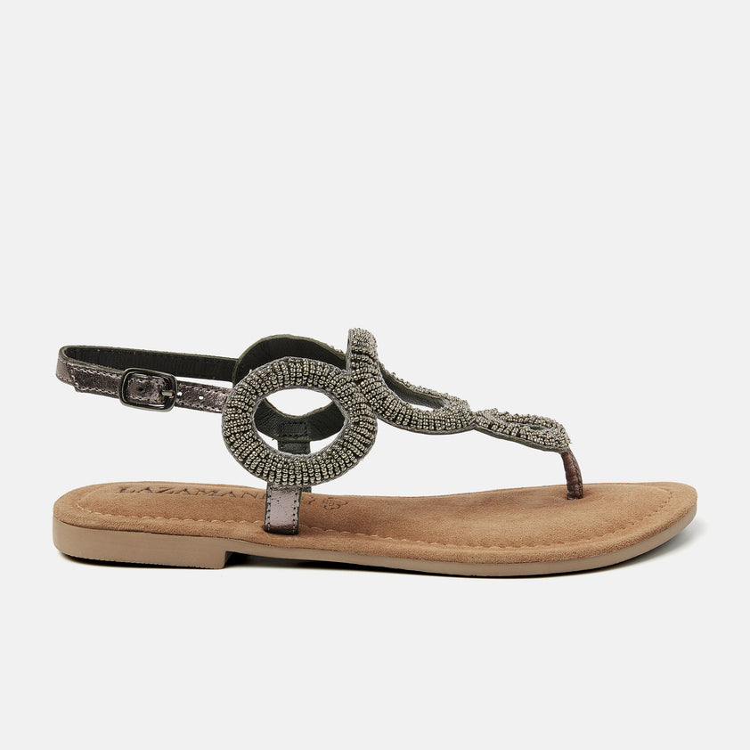 Gita Damen Ledersandalen Pewter