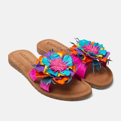 Zinnia Damen Leder-Pantoletten Fuxia