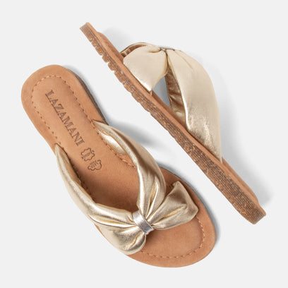 Edita Damen Leder-Pantoletten Gold