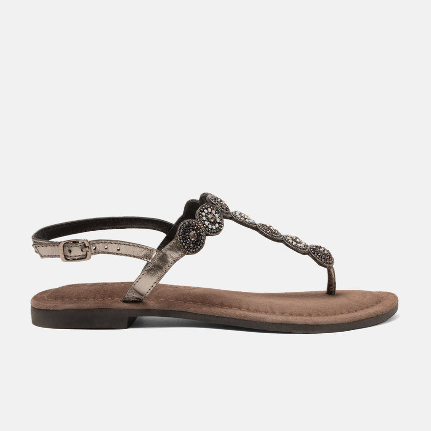 Luz Damen Leder-Sandalen Pewter