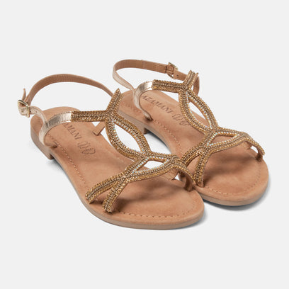 Malia Damen Leder-Sandalen Gold
