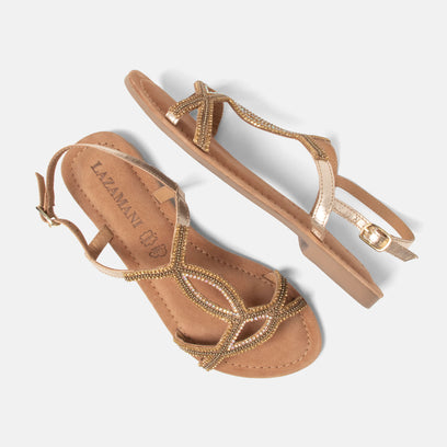 Malia Damen Leder-Sandalen Gold