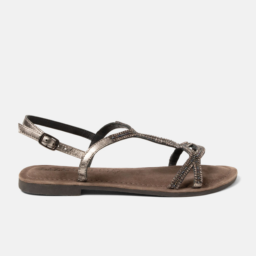 Malia Damen Leder-Sandalen Pewter