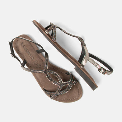 Malia Damen Leder-Sandalen Pewter