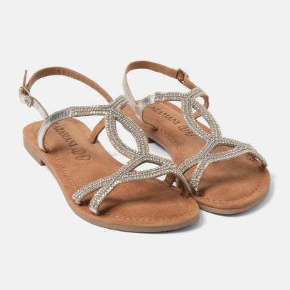 Malia Damen Leder-Sandalen Silver