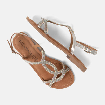 Malia Damen Leder-Sandalen Silver