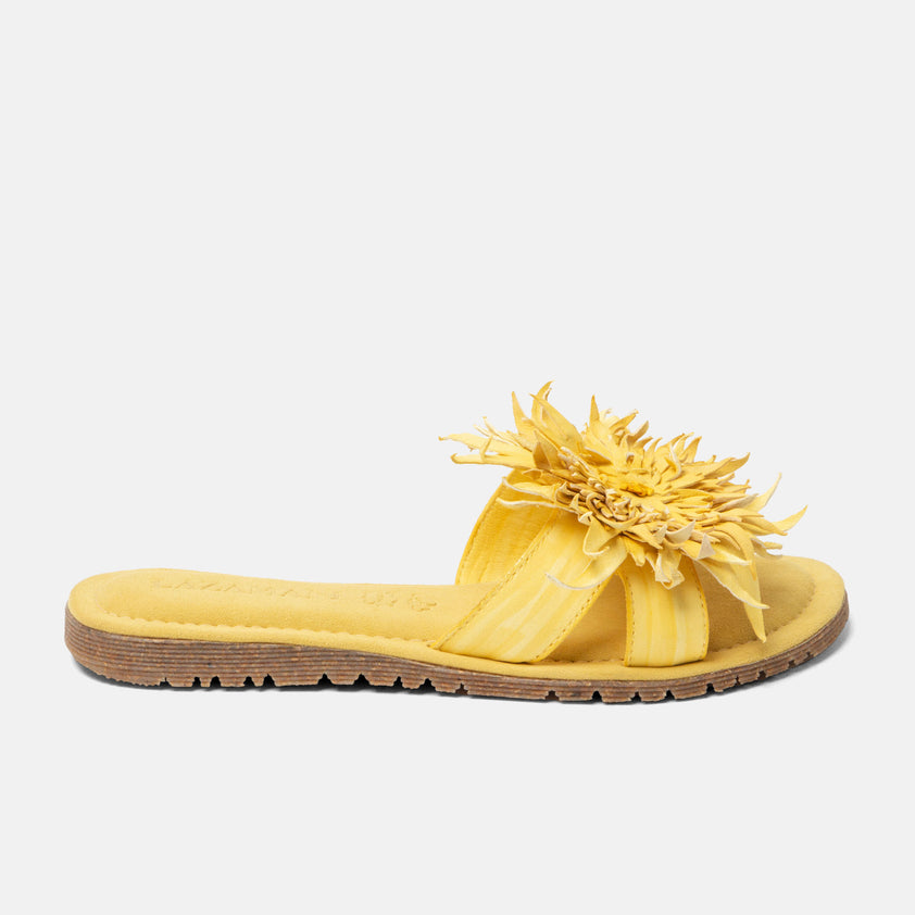 Moa Damen Leder-Pantoletten Yellow