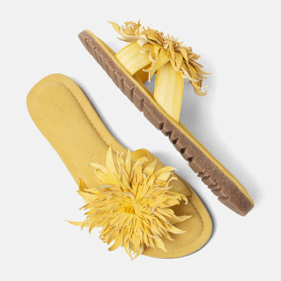 Moa Damen Leder-Pantoletten Yellow