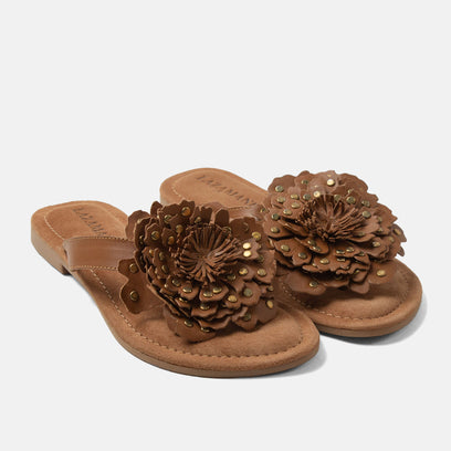 Kira Damen Leder-Zehentrenner Tan