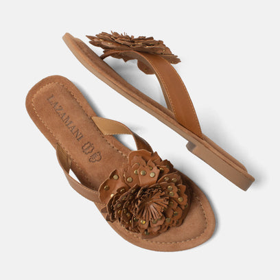 Kira Damen Leder-Zehentrenner Tan