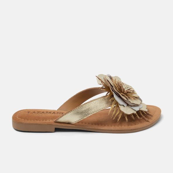 Hilde Damen Leder-Zehentrenner Gold Hilde Damen Leder-Zehentrenner Gold