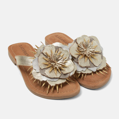 Hilde Damen Leder-Zehentrenner Gold