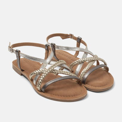 Gea Damen Leder-Sandalen Silver
