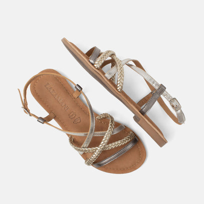 Gea Damen Leder-Sandalen Silver