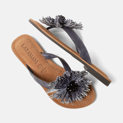 Roza Damen Leder-Zehentrenner Black