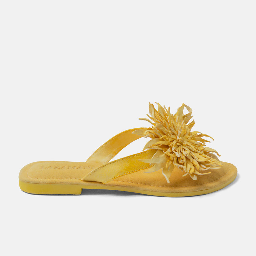 Cynthia Damen Leder-Zehentrenner Yellow