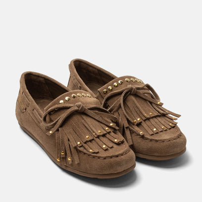 Belle Damen Wildleder-Mokassins Khaki