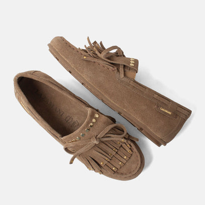 Belle Damen Wildleder-Mokassins Khaki