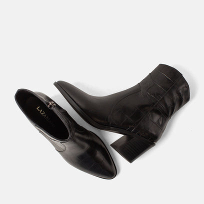 Ot Damen Leder-Stiefeletten Black