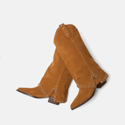 Jane Damen Wildleder-Stiefel Cognac