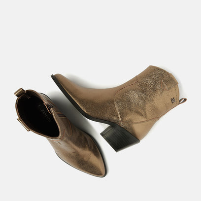 Ambre Damen Leder-Stiefeletten Bronze