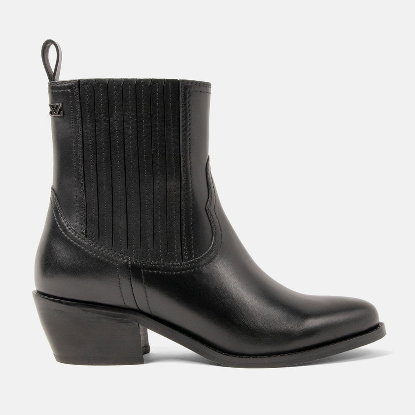 An Damen Leder-Stiefeletten Black