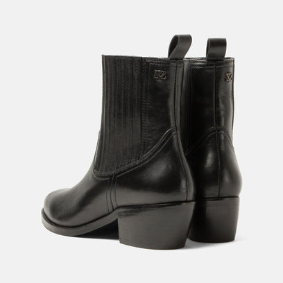 An Damen Leder-Stiefeletten Black
