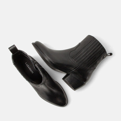 An Damen Leder-Stiefeletten Black