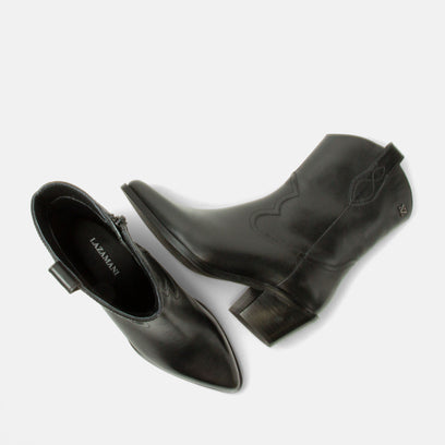 Lu Damen Leder Cowboy-Stiefel Black