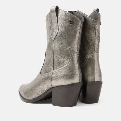 Lu Damen Leder Cowboy-Stiefel Silver