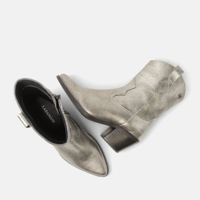 Lu Damen Leder Cowboy-Stiefel Silver