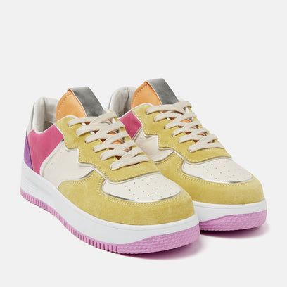 Barcelona Damen Ledersneaker Yellow