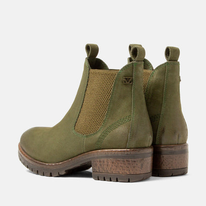 Lia Dames Leder Chelsea-Boots Green