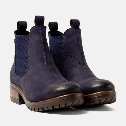 Lia Damen Leder Chelsea-Boots Jeans