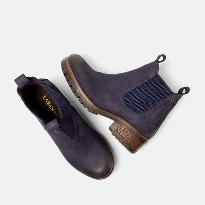 Lia Damen Leder Chelsea-Boots Jeans