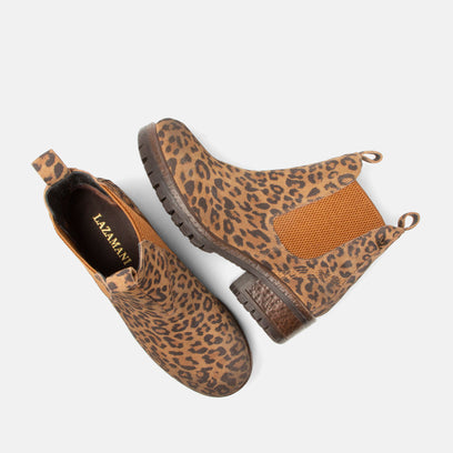 Mia Dames Wildleder Chelsea-Boots Tan/Leo